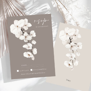 Cartão RSVP Casamento Elegante Orquídea Branca de Cinzas Moder
