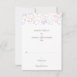 Cartão RSVP Casamento Elegante Rainbow Confetti