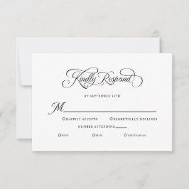 Cartão RSVP Casamento Elegante Responda com Cortesia Caligrafi