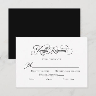 Cartão RSVP Casamento Elegante Responda com Cortesia Caligrafi