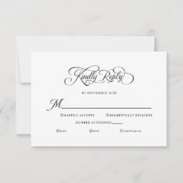 Cartão RSVP Casamento Elegante Responda com Gentileza Caligraf