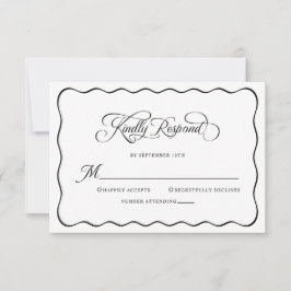 Cartão RSVP Casamento Elegante Responda gentilmente ao negro m