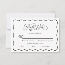Cartão RSVP Casamento Elegante Responda Gentilmente Quadro Ond