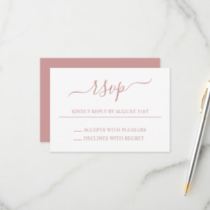 Cartão RSVP Casamento Elegante Rosa Empoeirado