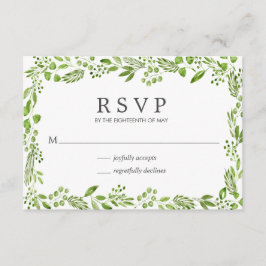 Cartão RSVP Casamento Elegante Rustic Olive Greenery