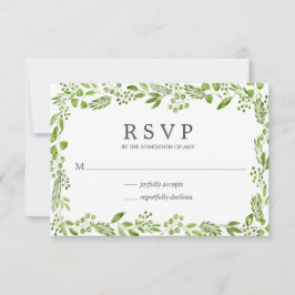 Cartão RSVP Casamento Elegante Rustic Olive Greenery