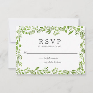 Cartão RSVP Casamento Elegante Rustic Olive Greenery