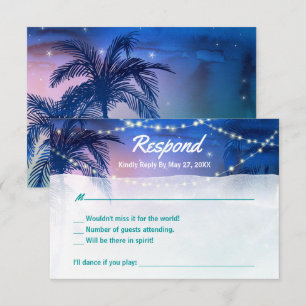 Cartão RSVP Casamento Elegante Rustic Watercolor Palm Tree Bea