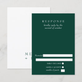Cartão RSVP Casamento Elegante Simples Emerald Green