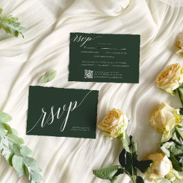 Cartão RSVP Casamento Elegante Verde Minimalista