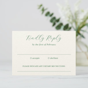 Cartão RSVP Casamento Elegante Verde Tradicional Emerald