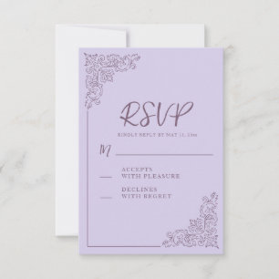 Cartão RSVP Casamento Elegante Vintage Lavanda