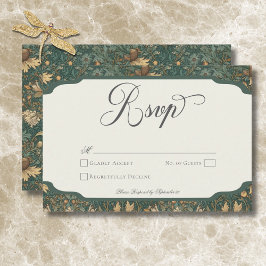 Cartão RSVP Casamento Elegante Vintage Natureza William Morris