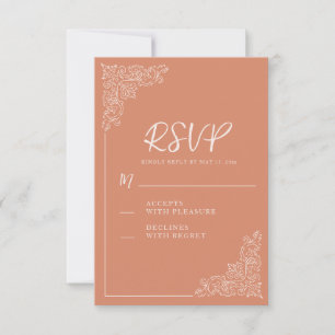 Cartão RSVP Casamento Elegante Vintage Terracota Creme