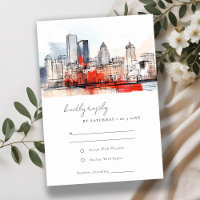 Casamento em Aquarela da Cidade de Boston Massachu