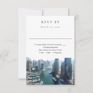 Cartão RSVP Casamento em Aquarela da Elegante Silhueta de Duba