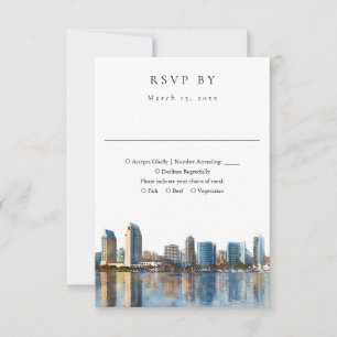 Cartão RSVP Casamento em Aquarela da Elegante Silhueta de San 