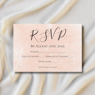 Cartão RSVP Casamento em Aquarela Minimalista Rosa Coral Elega