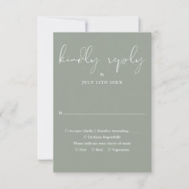Cartão RSVP Casamento em Caligrafia de Roteiro Elegante Verde 