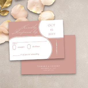 Cartão RSVP Casamento em Caligrafia Elegante Rosa Dourado