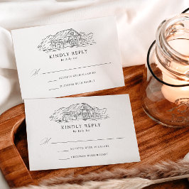 Cartão RSVP Casamento em Celeiro Rústico Elegante