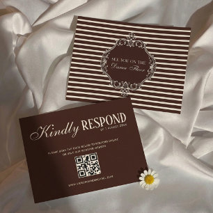 Cartão RSVP Casamento em Chocolate Marrom Escuro Dinheiro Anti