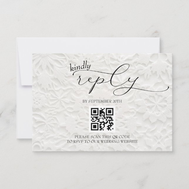 Cartão RSVP Casamento em Floco de Neve Simples QR (Frente)