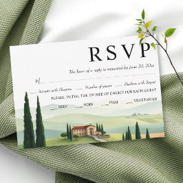 Cartão RSVP Casamento em paisagem da Itália com Watercolor Tos