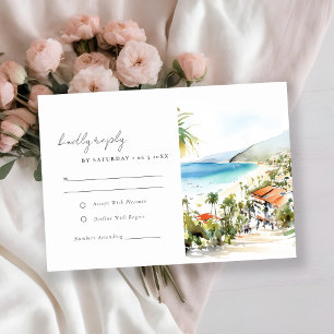 Cartão RSVP Casamento em Puerto Vallarta México Paisagem Aquar