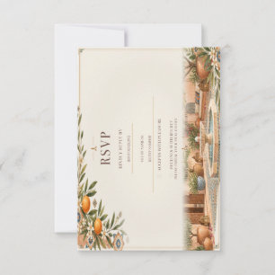 Cartão RSVP Casamento em Riad Marroquino Terracota & Zellige