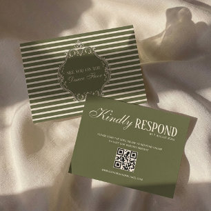 Cartão RSVP Casamento em Verde Oliva Dinheiro Antigo Vintage