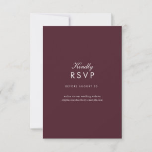 Cartão RSVP Casamento em Vila Toscana com Letra Burgundy
