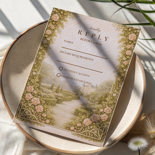 Cartão RSVP Casamento em Vinhedo de Jardim Rústico (Criador carregado)