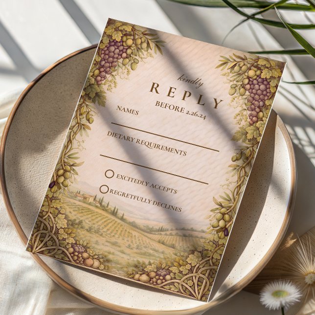 Cartão RSVP Casamento em Vinícola no Campo Rústico (Criador carregado)