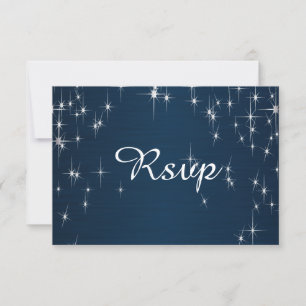 Cartão RSVP Casamento Encantado pela Estrela   Azul Marinho