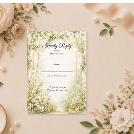 Cartão RSVP Casamento Encantador na Floresta