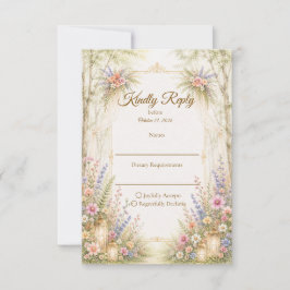 Cartão RSVP Casamento Encantador no Jardim