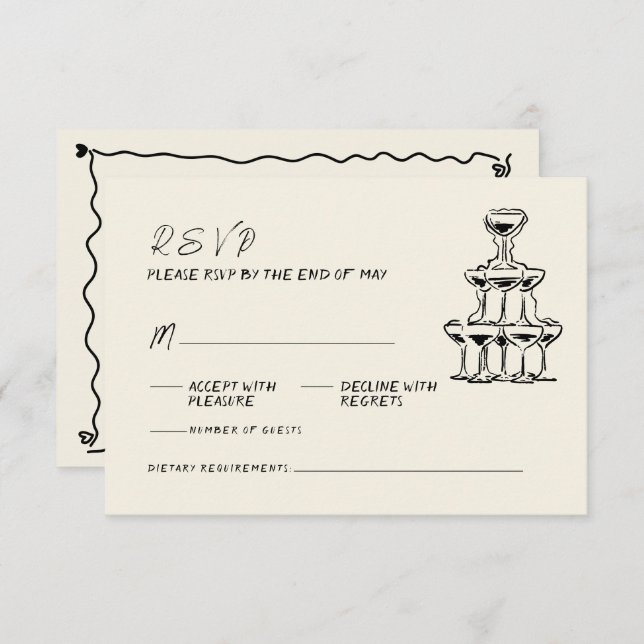 Cartão RSVP Casamento Escrito Na Mão Escrita De Retro Manuscri (Frente/Verso)