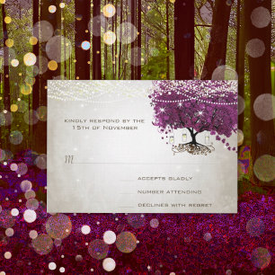 Cartão RSVP Casamento escuro da árvore do Sangria da folha do