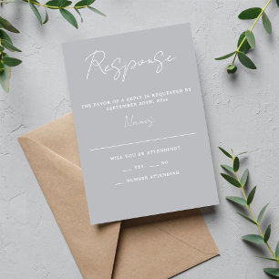 Cartão RSVP Casamento Esterlação Mínimo do Script True Simplic