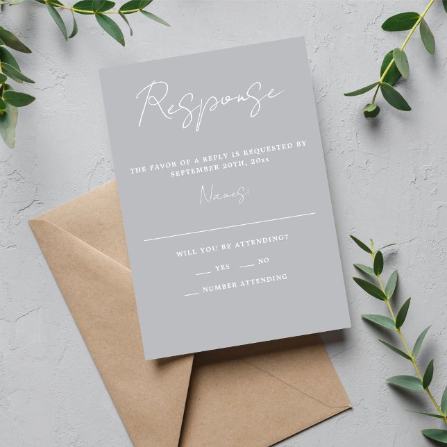 Cartão RSVP Casamento Esterlação Mínimo do Script True Simplic (Criador carregado)