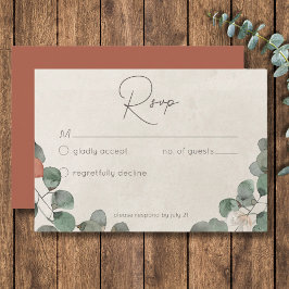 Cartão RSVP Casamento Eucalipto Wreath Verde Mínimo