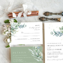 Cartão RSVP Casamento Eucalyptus Greenery Simples