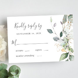 Cartão RSVP Casamento Eucalyptus Greenery Watercolor