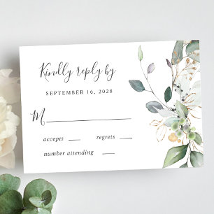 Cartão RSVP Casamento Eucalyptus Greenery Watercolor