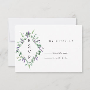 Cartão RSVP Casamento Eucalyptus Lavanda Greenery