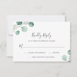 Cartão RSVP Casamento Eucalyptus Rustic Elegante Simples