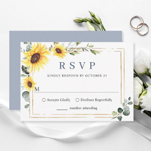 Cartão RSVP Casamento Eucalyptus Sunflower Elegante