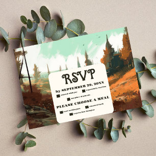 Cartão RSVP Casamento Evergreen da Floresta Russa da Montanha