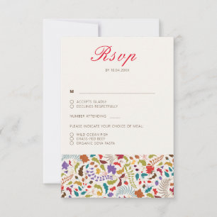 Cartão RSVP Casamento Exótico de Jardins de Flores Selvagens d